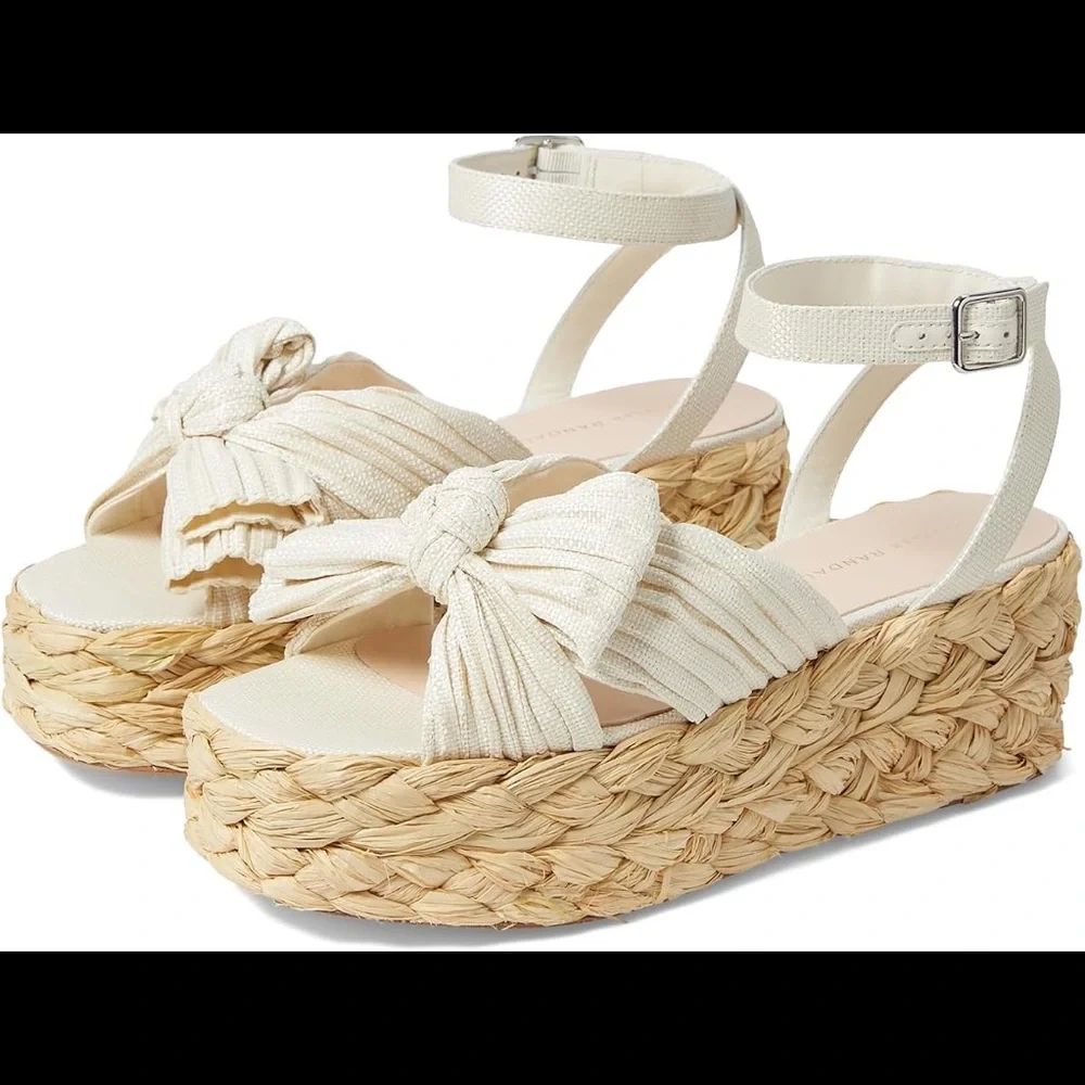Loeffler Randall Gaby Cream Pleated Bow Espadrille